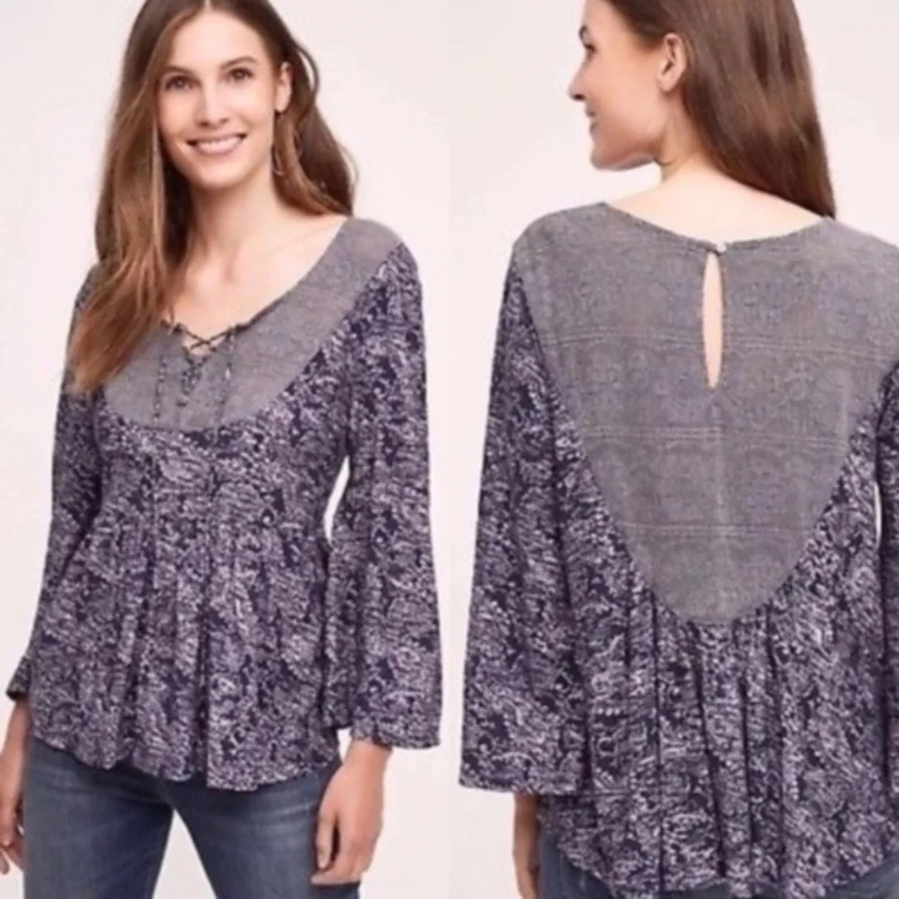 Anthropologie Akemi & Kin Tie Neck Lace Blouse Top S